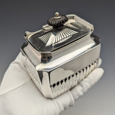 1889 British Antique Sterling Silver Tea Caddy 196g Henry Stratford